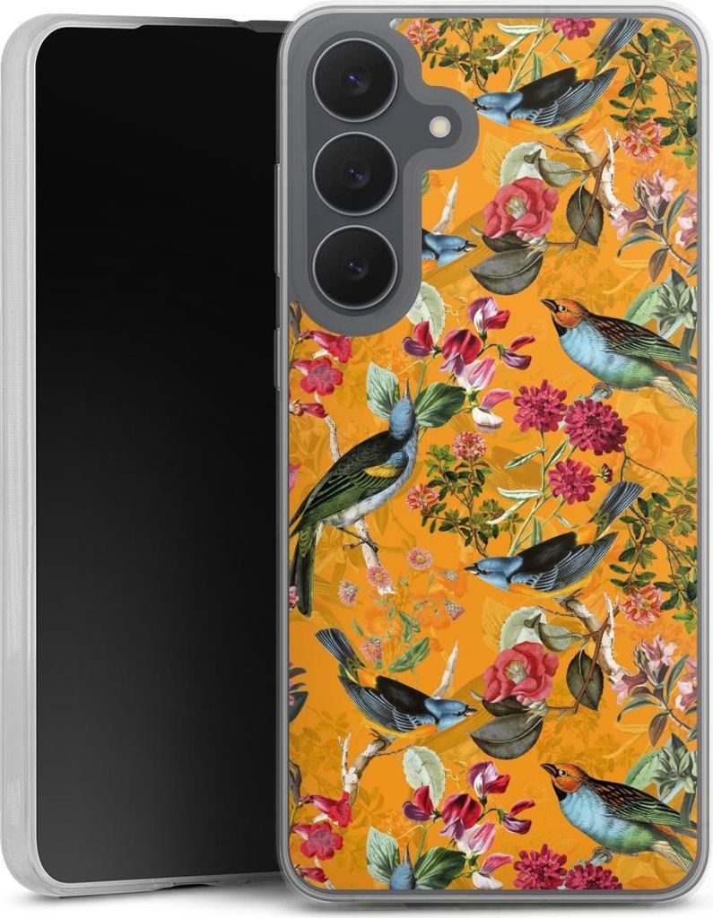 DeinDesign Slim Hülle für Samsung Galaxy S25 FE Silikon Case Ultra Dünn Handyhülle Blumen Dschungel Vogel