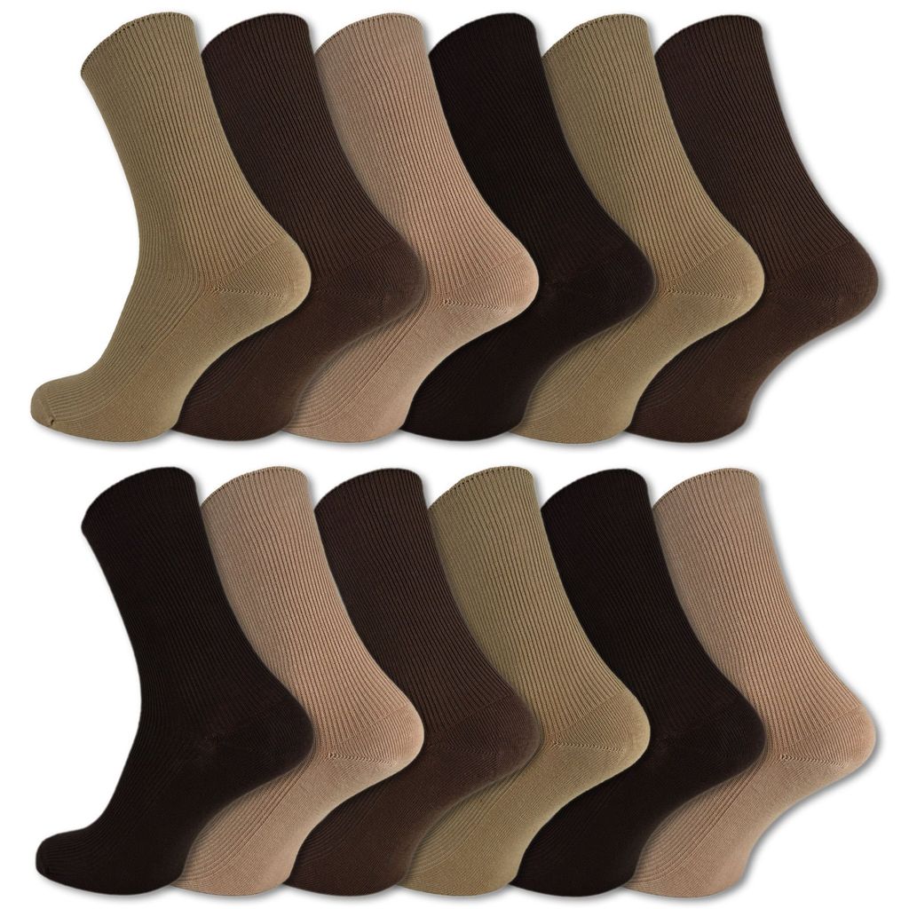 braun 6 Paar Damen Socken ohne Gummibund ohne Naht Baumwolle /Elasthan Farbe 