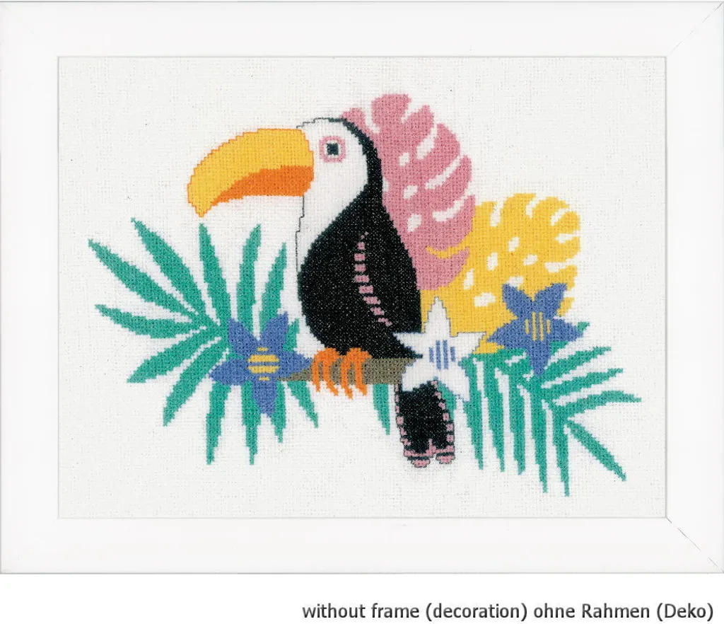 Broderie point de croix Toucan kit Vervaco pour décoration murale DIY