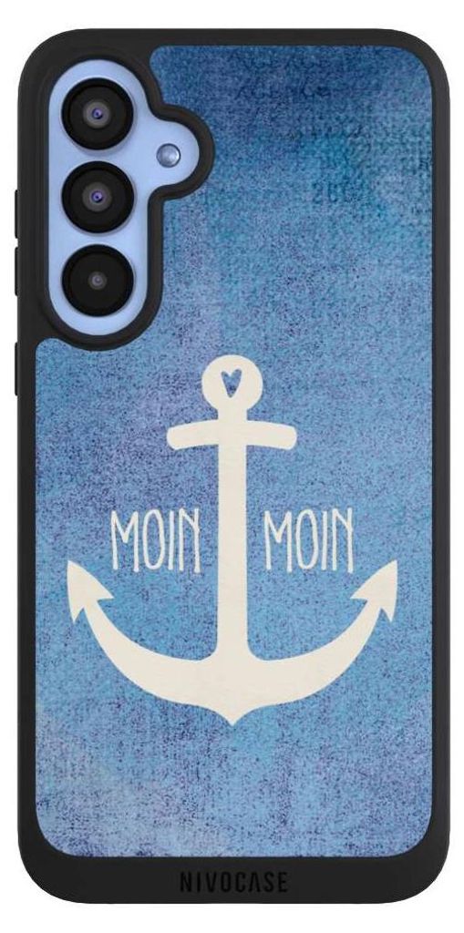 NIVOCASE Handyhülle für Samsung Galaxy A55 5G Hülle NIVOpure Case Schwarz Anker Blau maritim