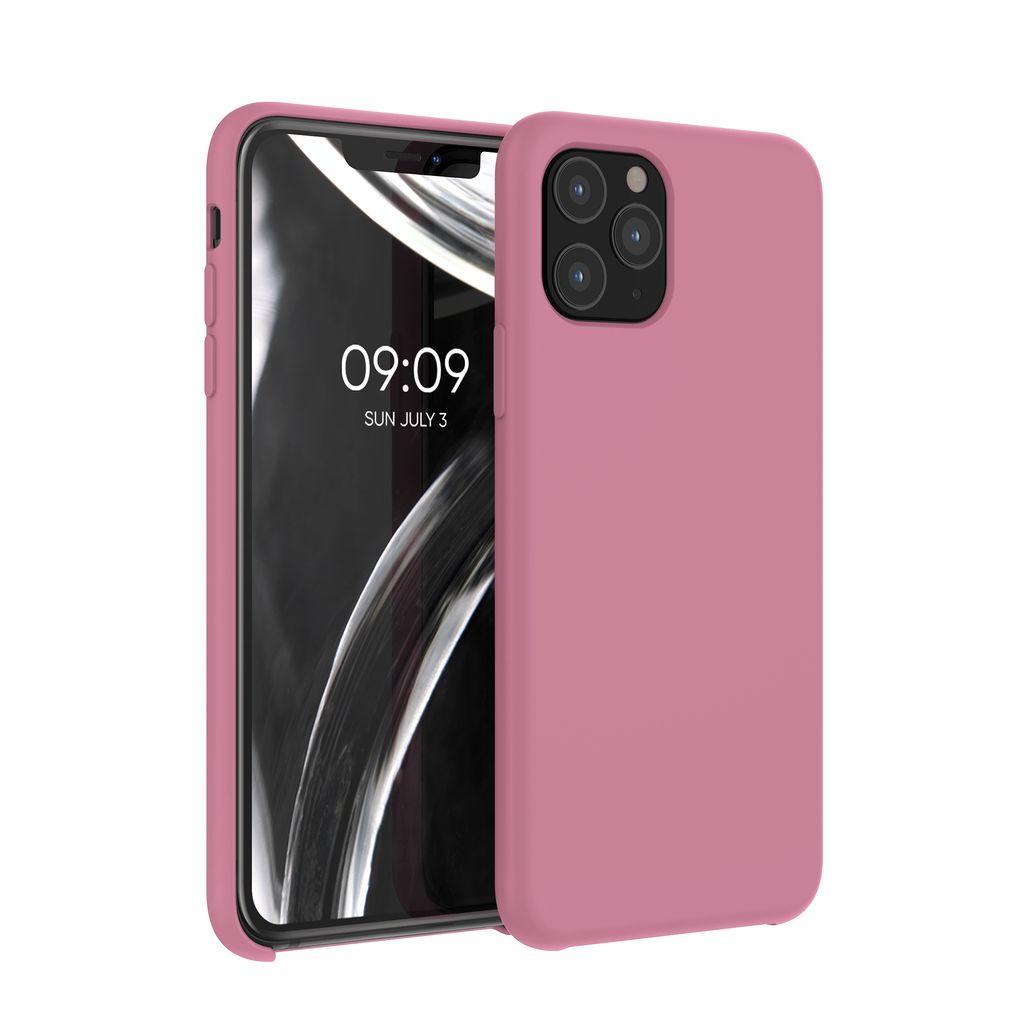kwmobile Hülle kompatibel mit Apple iPhone 11 Pro Hülle - Silikon Handy Case - Handyhülle weiche Oberfläche - kabelloses Laden - Dark Rose