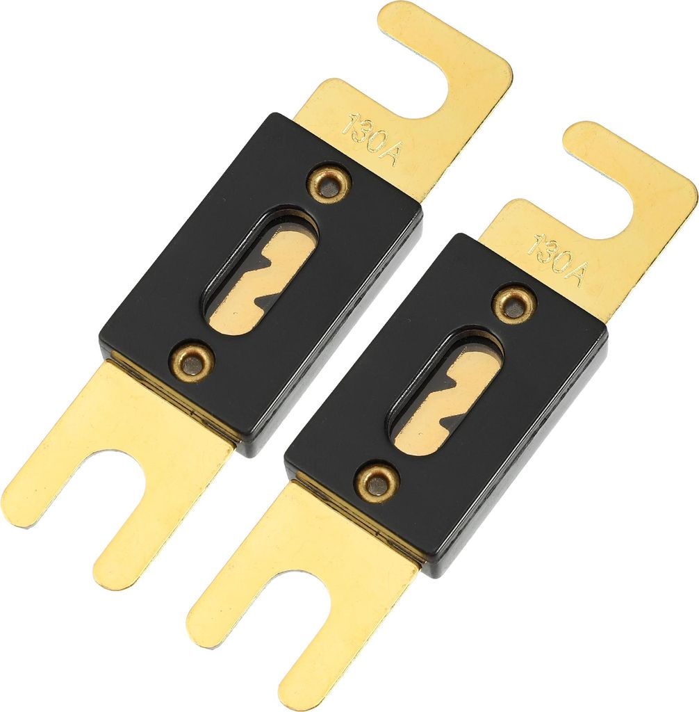 Mini ANL Sicherungen 130A / Innere Audio-CD-Sicherung für Auto Motorrad Boot / strapazierfähiges Kunststoff-Metall / 2 Stück Gold Schwarz