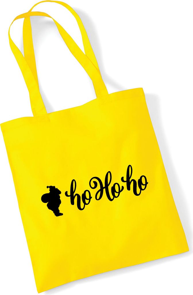 Huuraa Jutebeutel Santa Claus Ho Ho Ho 10 Liter Yellow Baumwolle Tasche Geschenkidee