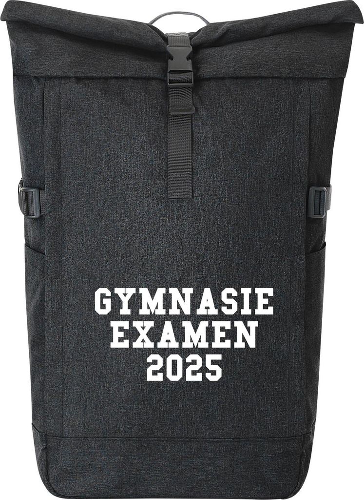 Huuraa Kurierrucksack Gymnasieexamen 2025 Abschluss Schweden 30-44 Liter Black Melange Fairtrade Rolltop Rucksack Geschenkidee