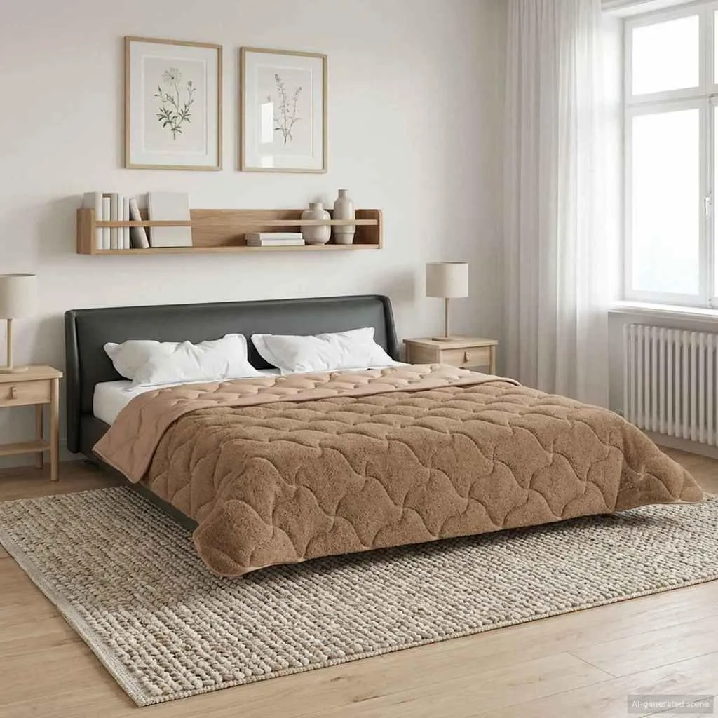 vidaXL Piumone per tutte le stagioni imbottito Taupe 200 x 240 cm - 2