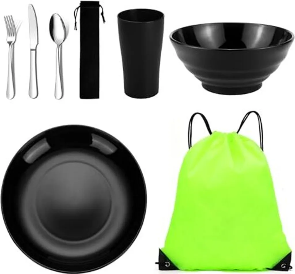 Set Jeinbuil Acciaio Inox: Mai Più Stoviglie Rotte in Campeggio! Lavabili