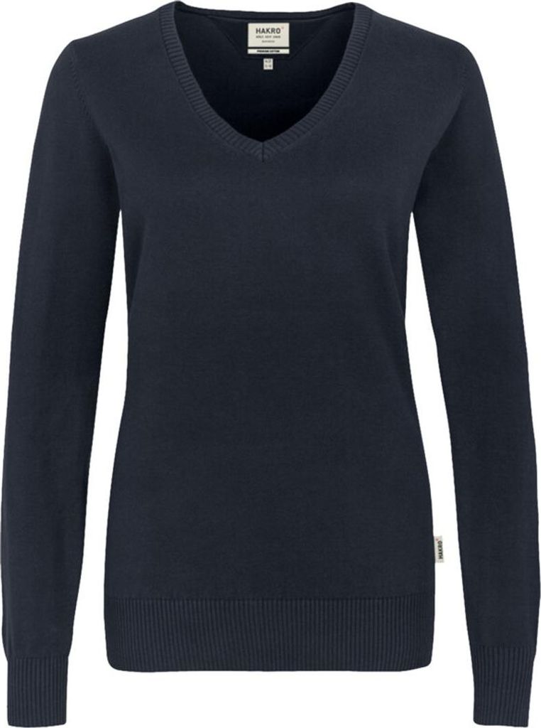 HAKRO Damen V-Pullover Premium-Baumwolle 133, tinte, M
