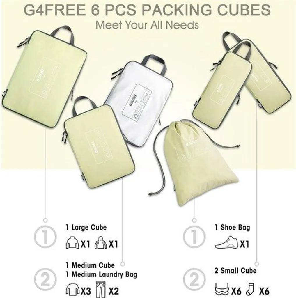 Organiseurs de voyage en nylon imperméable avec 6 housses de bagage
