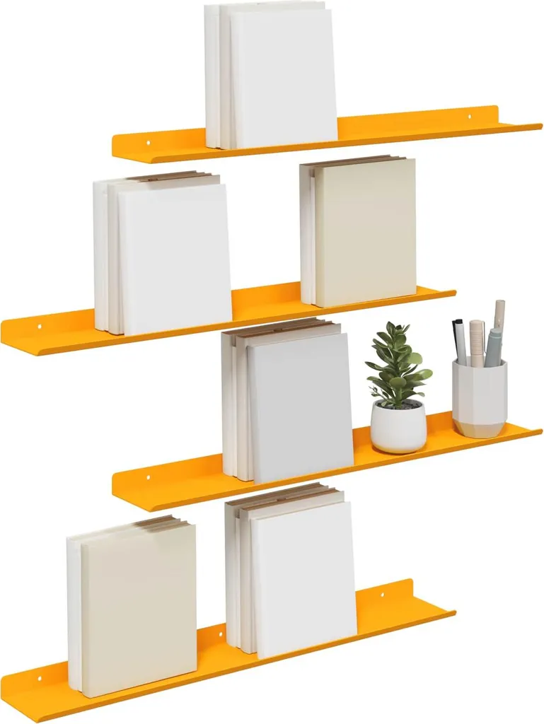 vidaXL Mensole Sospese Giallo Senape - Set da 4 Pezzi 60cm - 3