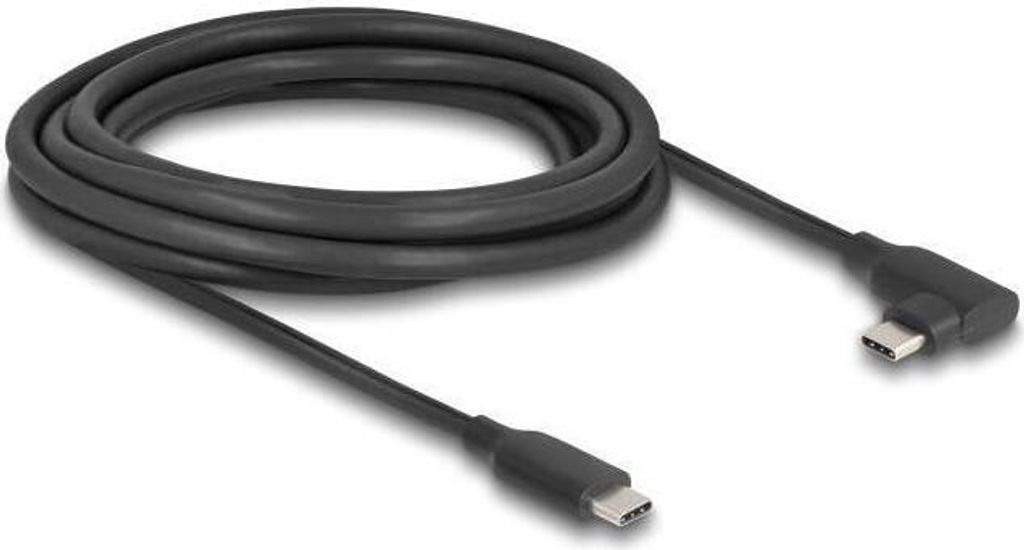 Delock Aktives USB 10 Gbps Kabel USB-C Stecker zu Stecker gewinkelt links / rechts 3 m 8K PD 60 W mit E-Marker