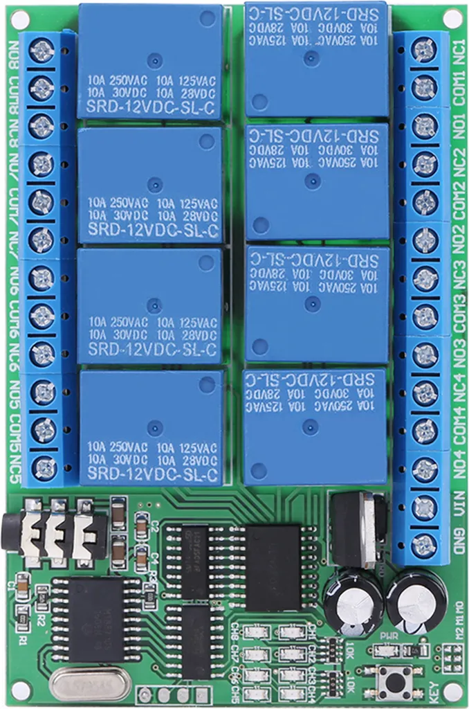 Module Relais DTMF 12V 8CH Décodeur Vocal Télécommande AQ-802