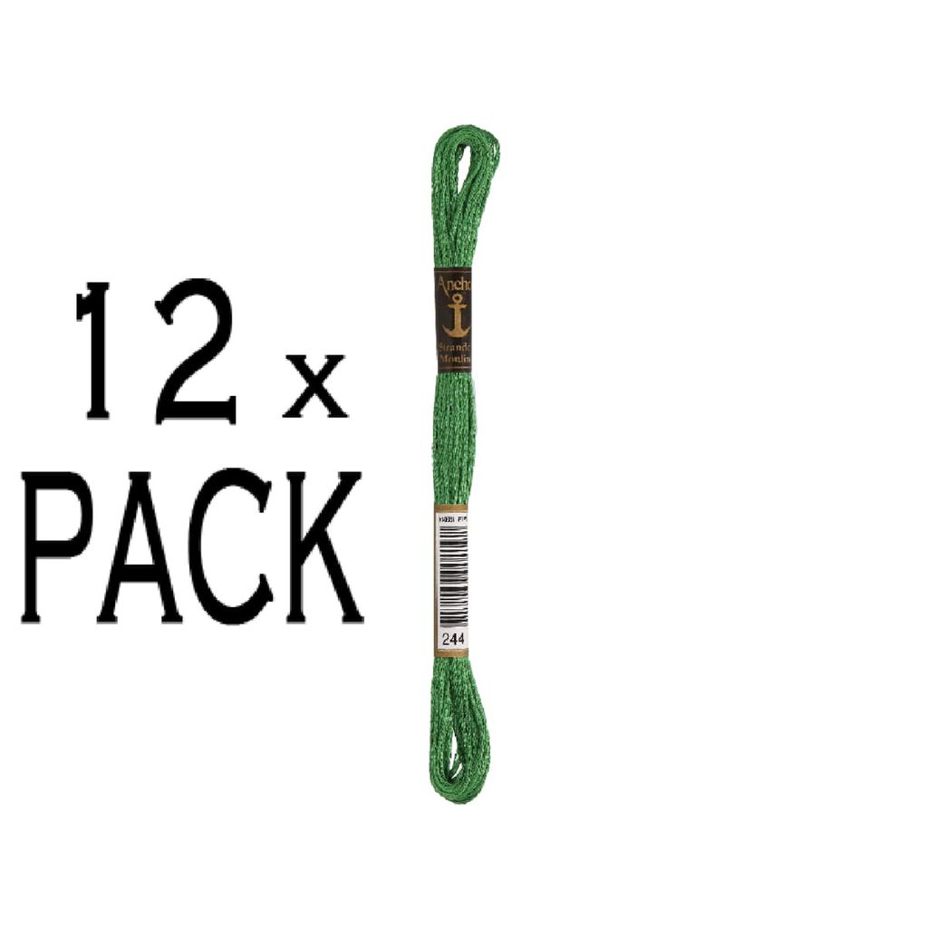 12x Anchor Sticktwist 8m, farngruen, Baumwolle, Farbe 244, 6-fädig, VPE
