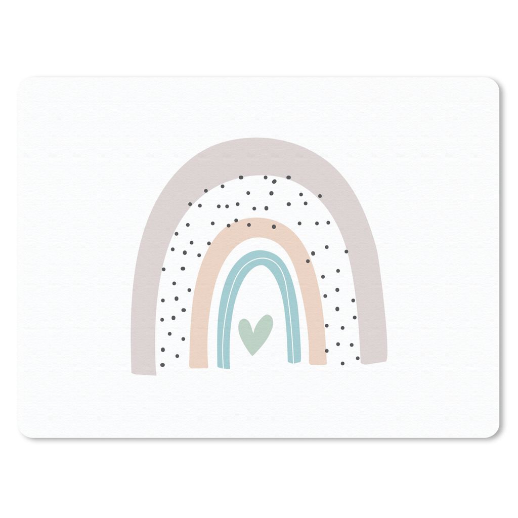 MuchoWow Mauspad Mousepad Regenbogen - Herz - Pünktchen - Kinder - Kinder 23x19 cm - Mousepads - Maus Mat - Pad - Mausunterlage - Schreibtischun...