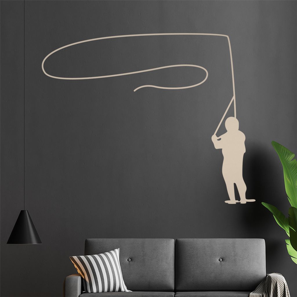 Angler Fliegenfischen Wandtattoo in 6 Größen - Wandaufkleber Wall Sticker - Dekoration, Küche, Wohnzimmer, Schlafzimmer, Badezimmer