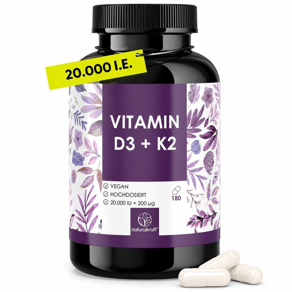 NATURALKRAFT® Premium Vitamin D3 + K2, 20.000 IE + 200 mcg, Produktbild 