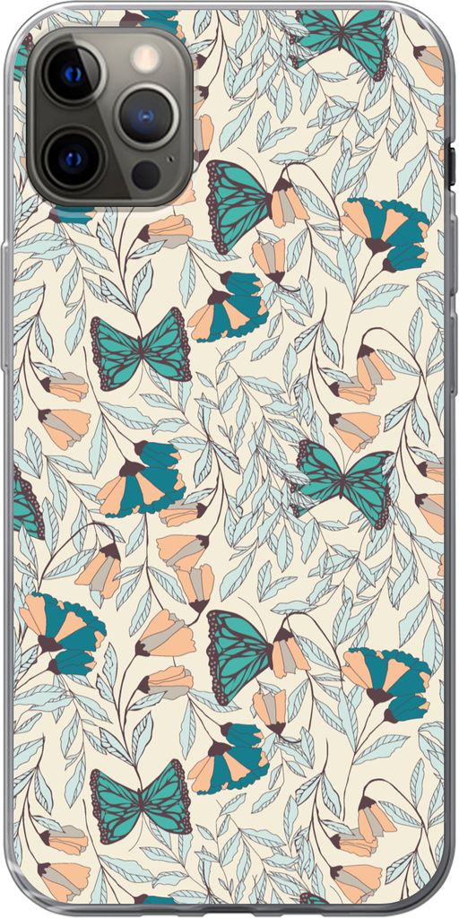 MuchoWow Handyhülle Schutzhülle Hülle für Telefoonhoesje iPhone 12 Pro Max Mädchen - Schmetterling - Blumen - Muster - Mädchen - Kinder - K...