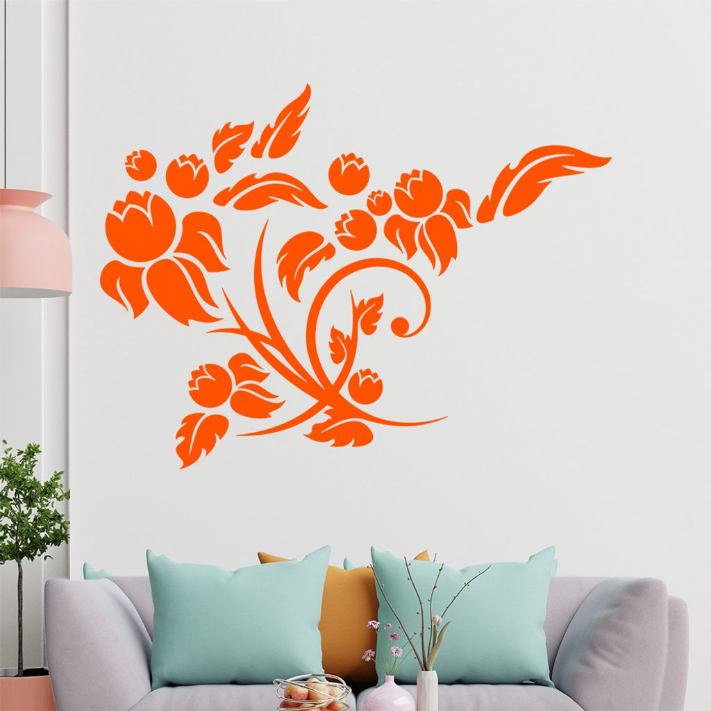 Tribal Ranke Blume Wandtattoo in 6 Größen - Wandaufkleber Wall Sticker - Dekoration, Küche, Wohnzimmer, Schlafzimmer, Badezimmer
