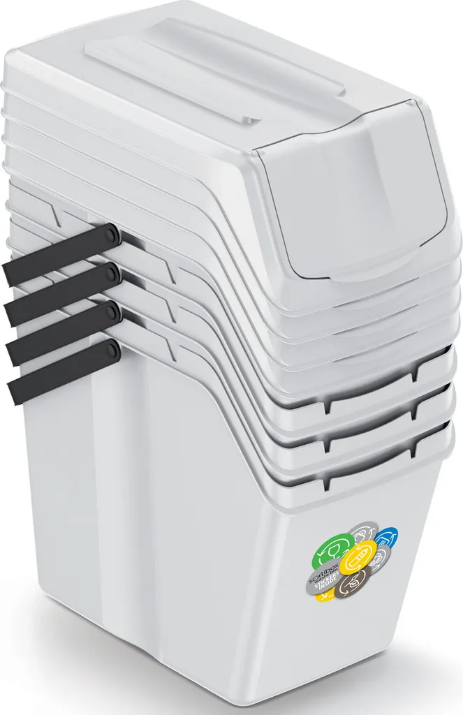 Solution Tri Sélectif Cuisine et Garage Nabbi - Lot de 4 Bacs de 25 Litres