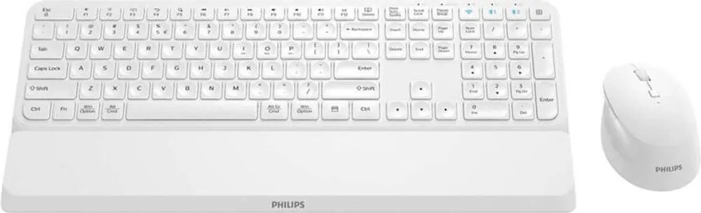 Combo Clavier Souris Sans Fil Philips SPT6607W/16 Blanc pour Bureau PC Mac