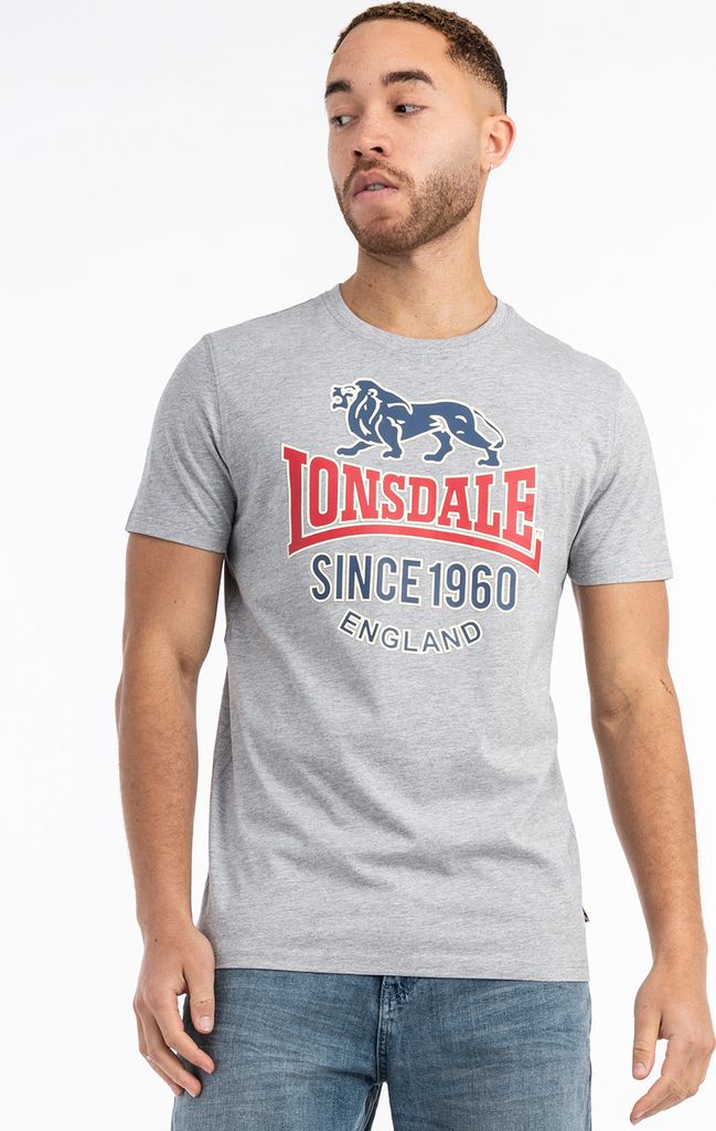 Herren T-Shirt normale Passform GONFIRTH Marl Grey/Navy/Red XXL Lonsdale