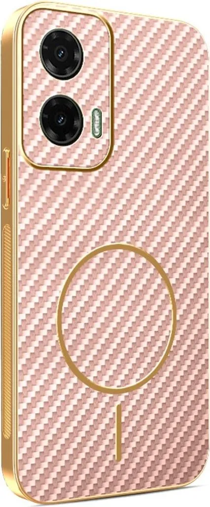 Custodia Rosa Luxury Carbon Fiber per Motorola Moto G35 MagSafe