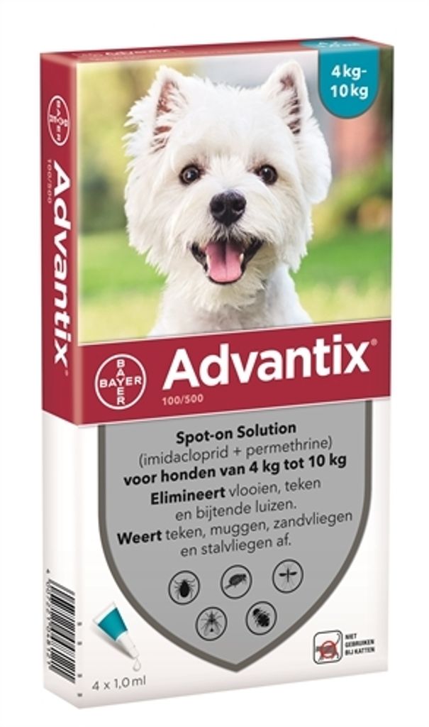 Bayer Advantix Spot On Floh- und Zeckenschutz für Hunde 4-10 kg, 4 Pipetten à 1,0 ml