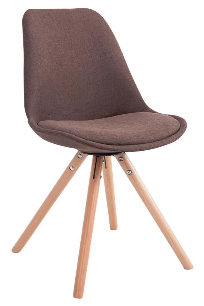 CLP Chaise Visiteur Toulouse Tissu Rond, Marron Naturel, Pieds Bois