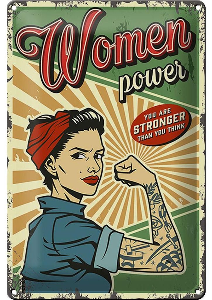 Blechschild Retro 20x30cm Pinup women power Girl stronger