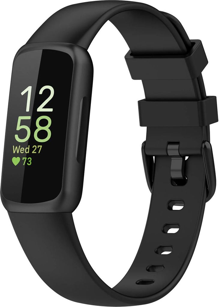 Silikon-Smartwatch-Armband – Passend für Fitbit Inspire 3 – Schwarz – Strap-it Uhrenarmband / Armband / Armband – Größe: L