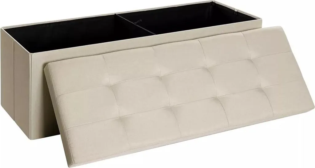 Banc de rangement Gregg en tissu beige pour chambre et salon 300kg