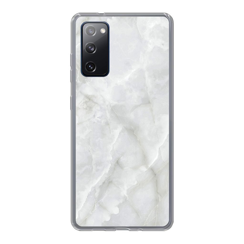 MuchoWow Handyhülle Schutzhülle Hülle für Samsung Galaxy S20 FE Marmor - Weiß - Muster - Stein - Marmoroptik Silikon Softcase Handy Hülle -...