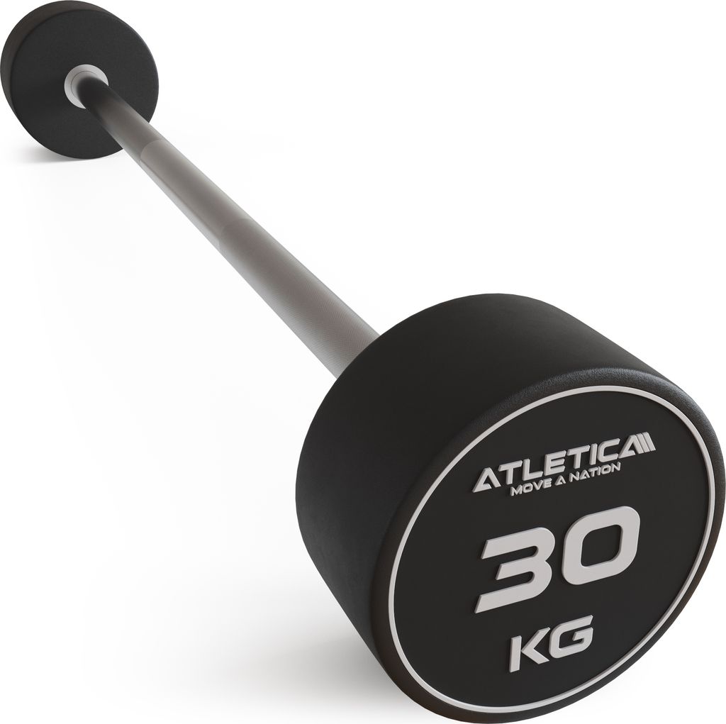ATLETICA Langhantel | Kompakt | 30kg | Premium Design und Qualität | Edel, robust und geruchsfrei | 90 cm Innenmaß | Ø 32-34 mm | Einzeln