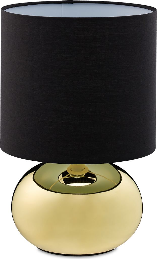 Relaxdays Tischlampe, Metallfuß & Stoffschirm, E14, HxD: Produktbild 