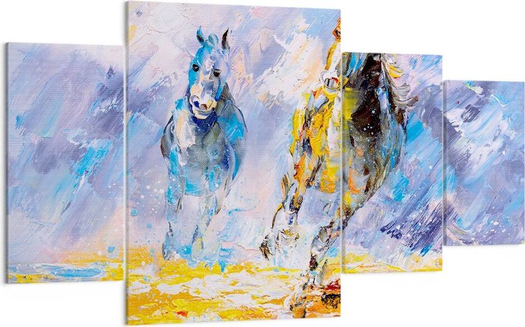 Bild auf Leinwand - Leinwandbild - Pferd Natur Tier - 160x90cm - Wand Bild - Wanddeko - Wandbilder - Leinwanddruck - Bilder - Kunstdruck - Wanddeko...