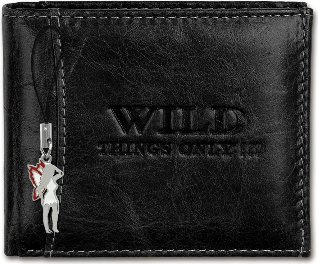 Wild Things Only Druckknopf Portemonnaie schwarz Leder OPJ102S