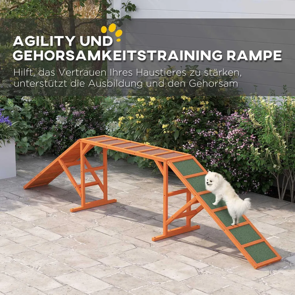 Passerelle Agility Chien Anti-Glisse avec Rampe de Sécurité Orange - 4