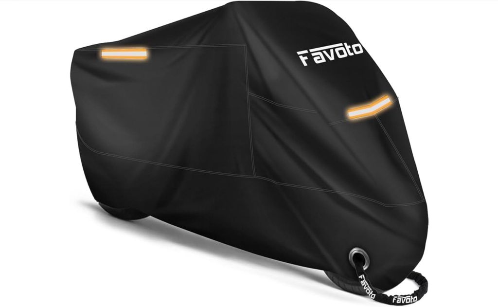 Favoto Motorrad Abdeckplane Outdoor Motorradabdeckung 210T Oxford Stoff Abdeckhaube Indoor Motorradplane Doppelt genähter mit Wasserdichten Streif...