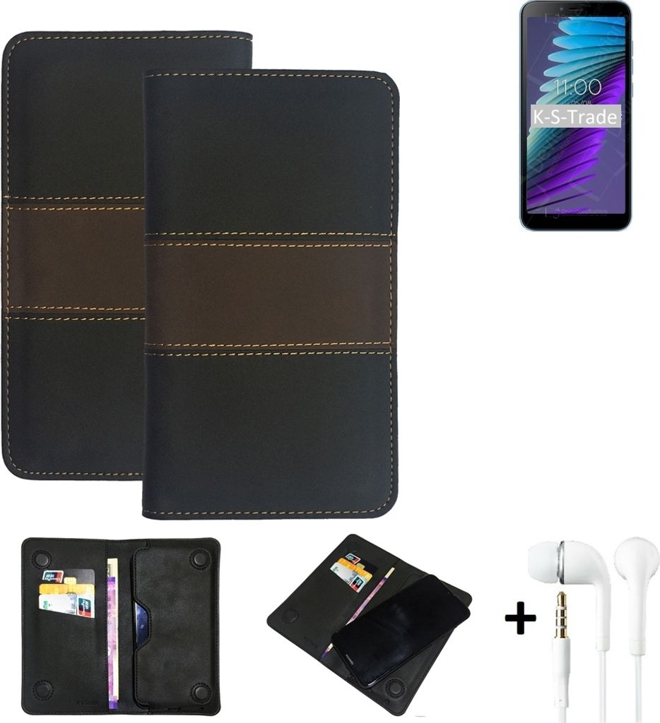 K-S-Trade Handyhülle + Kopfhörer kompatibel mit BQ Mobile BQ-5765L Clever Schutzhülle Walletcase Bookstyle Tasche Schutz Case Hülle Wallet Cover
