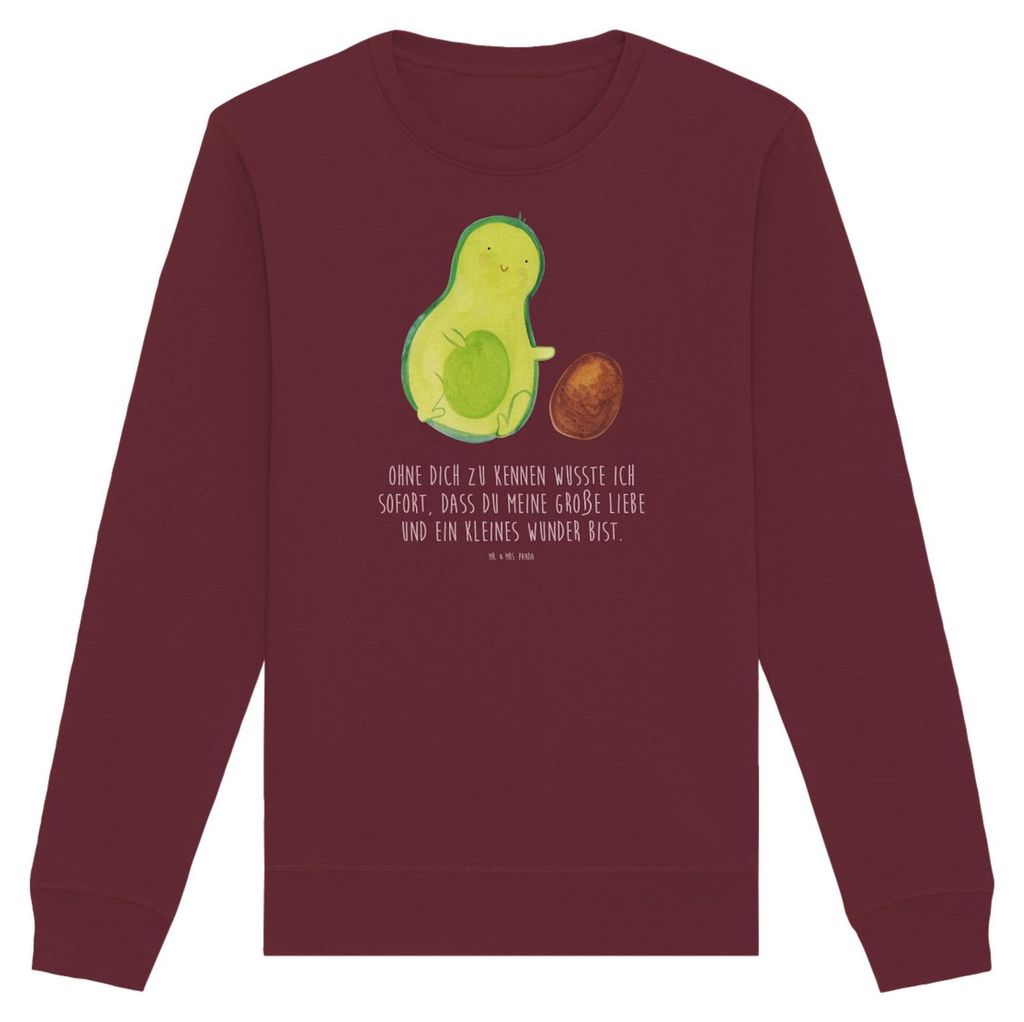 Mr. & Mrs. Panda Baumwoll Sweatshirt Avocado Kern rollt Größe XS - Burgundy - Geschenk, Sweater, Geburtstag, Bio Pullover, Pulli, Säugling, Avoc...