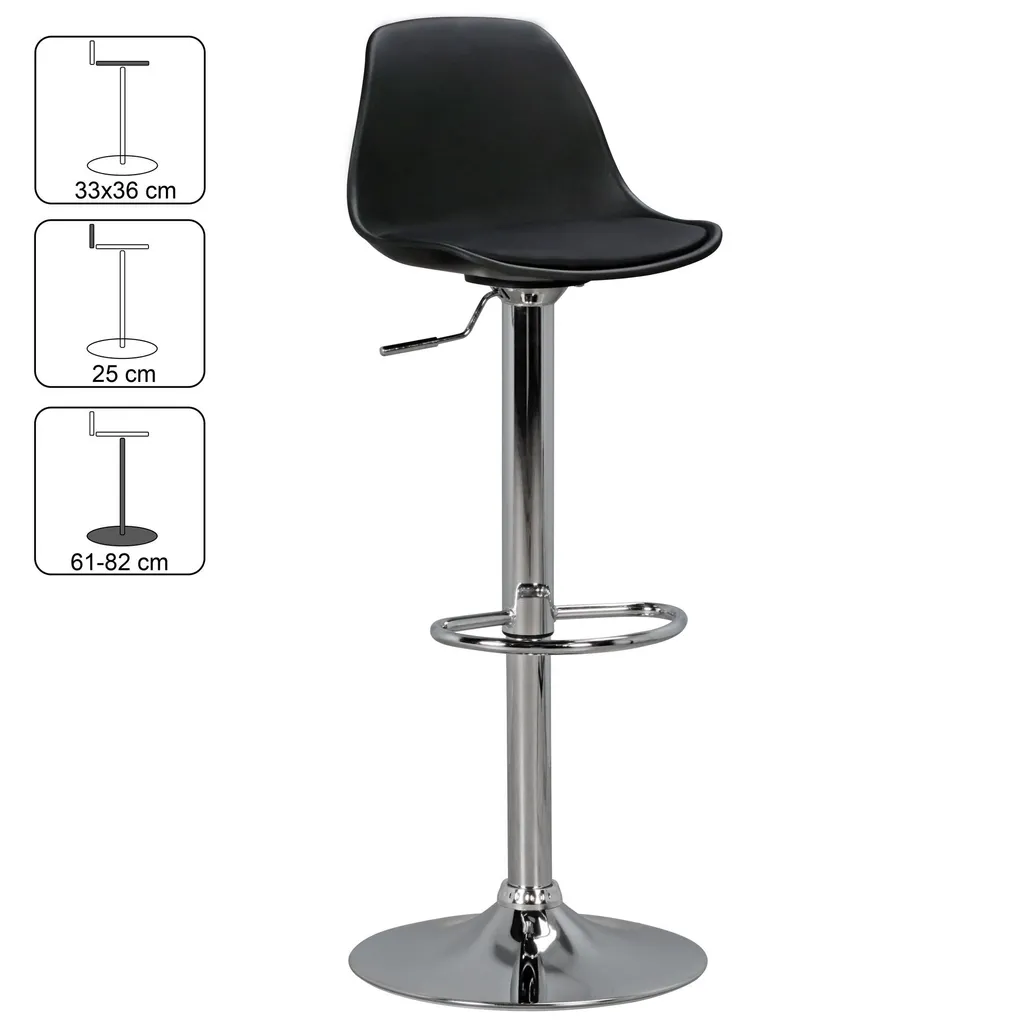 Tabouret de bar Noir en Similicuir FineBuy HAINAN Chaise de bar Design
