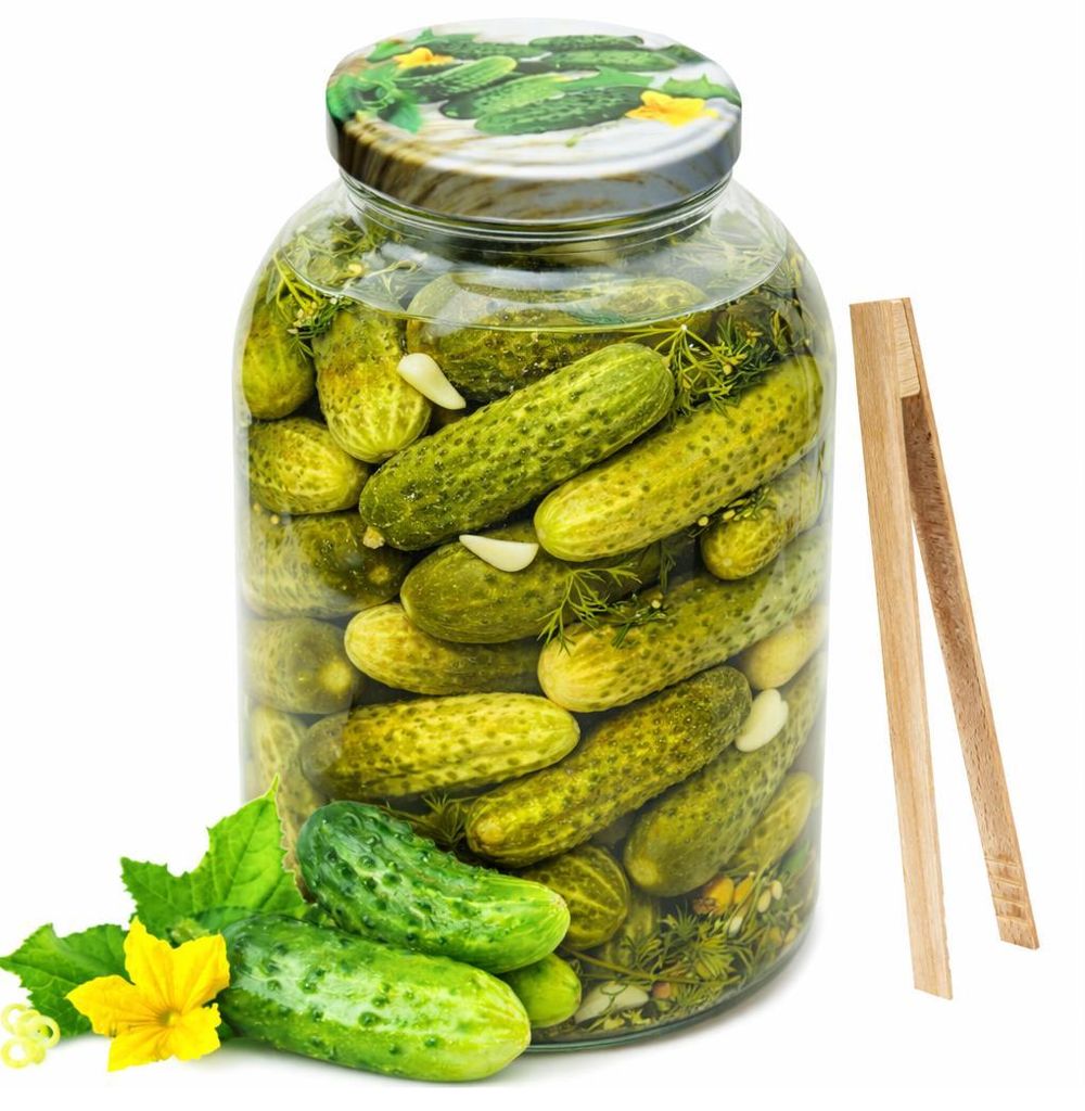 4L Gurkenglas | 1 STÜCK | Gurken Deckel | mit Holzzange | Einweckglas 4000ml Einmachgläser Vorratsgläser Einmachglas Sturzgläser Schraubdeckel ...