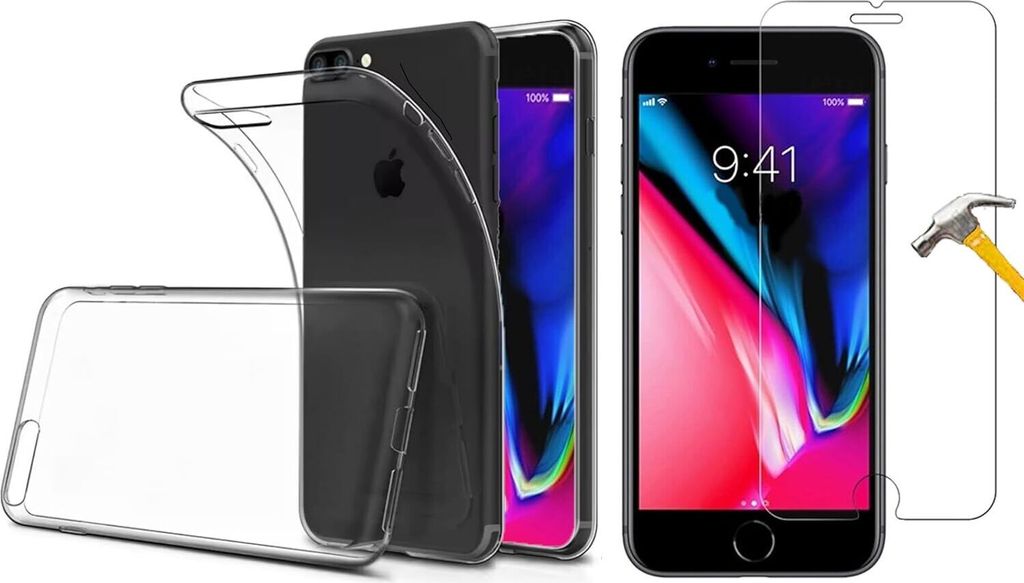 ino 2in1 Schutzglas Hülle kompatibel mit iPhone 7 iPhone 8 iPhone SE 2 iPhone SE 3 Silikon Case Panzerglas Schutz-Set Schutzhülle TPU transparent...