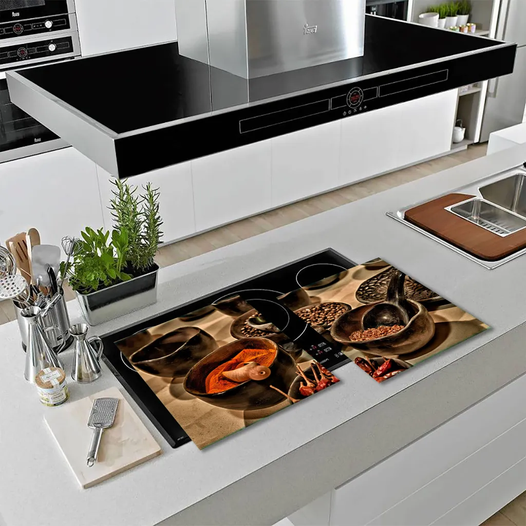 2 Copri Piano Cottura In Vetro Di Sicurezza – 30x52 Cm, Nero, Multiuso (Paraspruzzi, Tagliere, Sottopentola) - 4