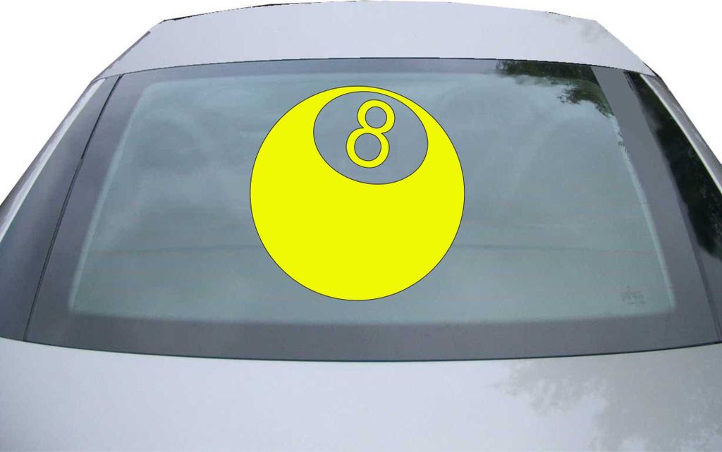 Indigos UG - Aufkleber Heckscheibe & Motorklappe DE2499 - neongelb - 600x600 mm - 8 Ball - Auto Scheiben Fenster Heckklappe Tuning Racing JDM - Die...