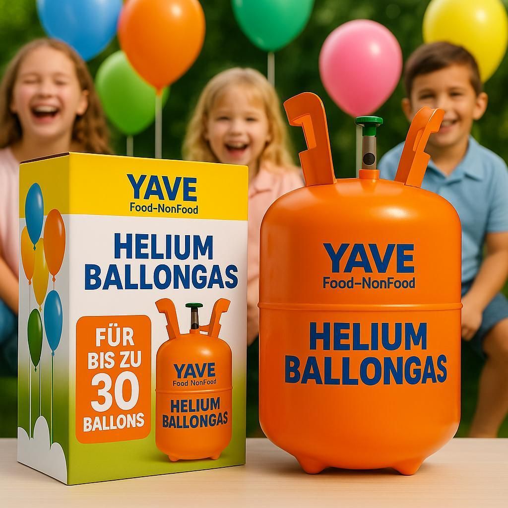 YAVE - Helium Ballongas für bis zu 30 Ballons Heliumflasche für Luftballons