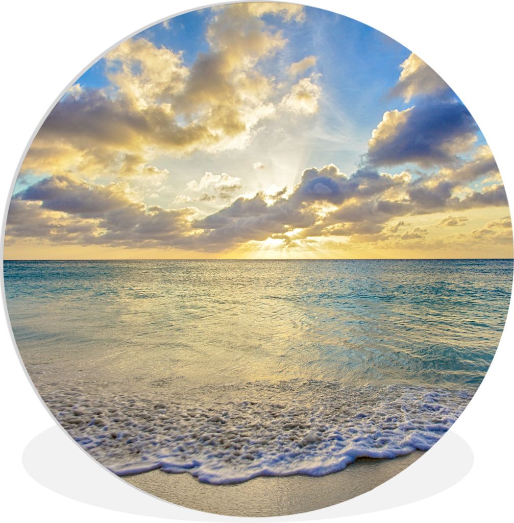 MuchoWow Rundes Wandbild - Runde Bilder Ein Sonnenuntergang am Strand von Aruba Ø 30 cm Kreis Wanddekoration Kunststoff - Wandkreis - Wandschmuc...