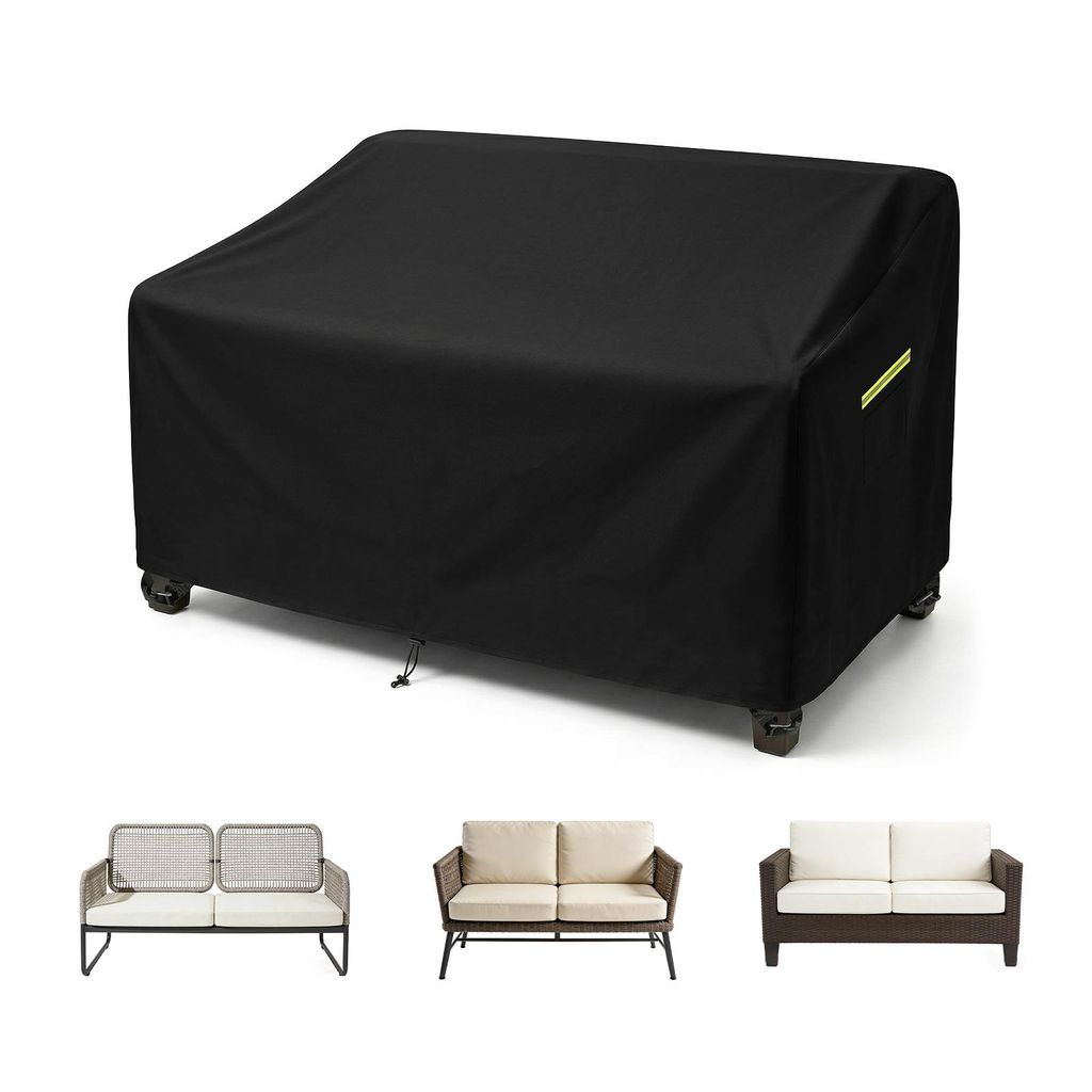 (152*88*88cm)Wasserdichte Garten Sofa Abdeckung 600D Oxford, 2/3 Sitzer Schutzhülle mit Reflektionsgriffen, Lüftung, Klickverschluss & Kordelzug,...