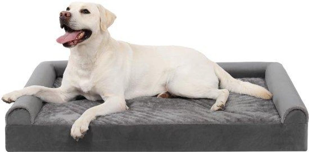 XL-Grijs Orthopädische Hundebett 111x81x18cm, Hundebett mit 3 Aufstehenden Kanten, Hundebett mit Antirutschboden, Waschbar und Abnehmbar