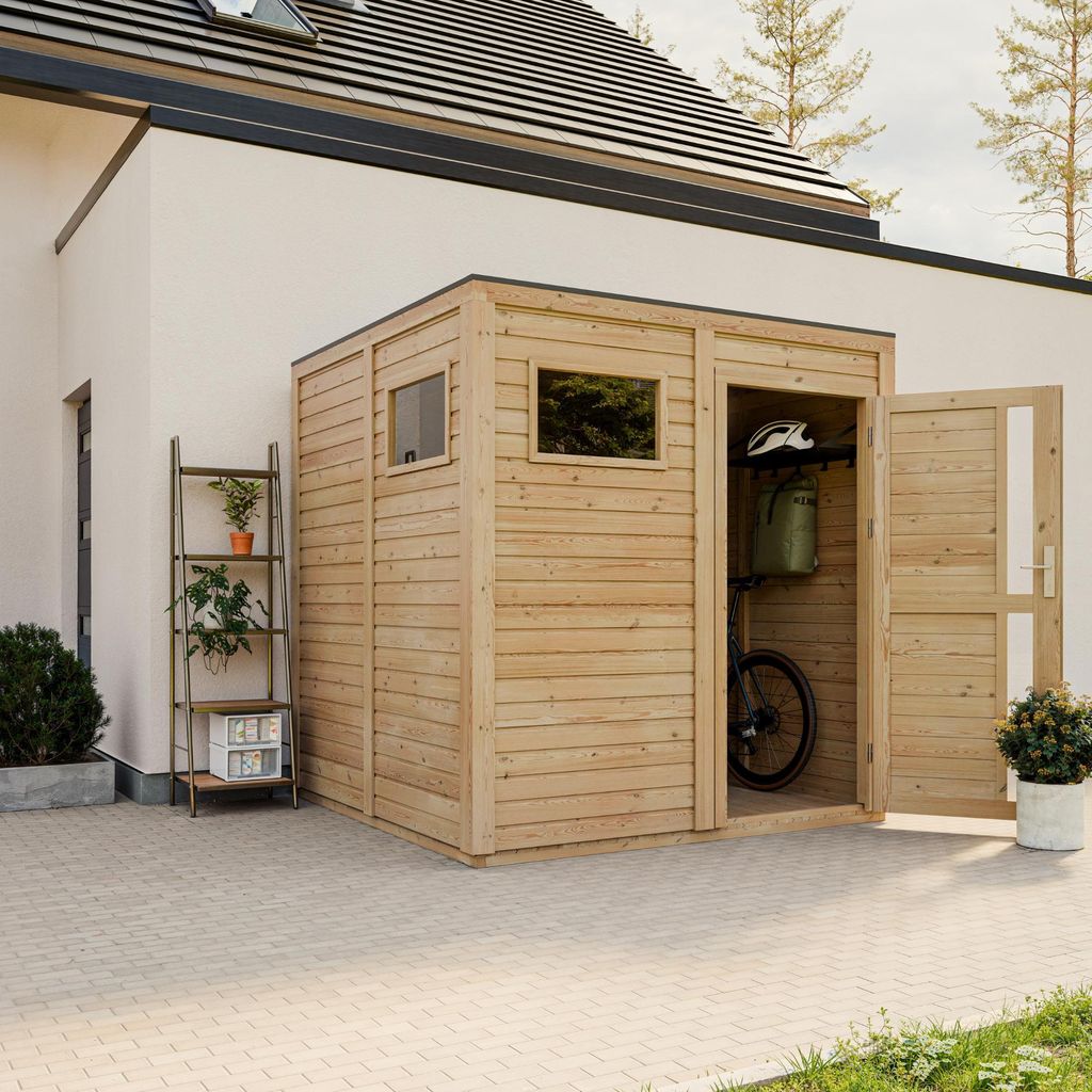 Gartenhaus Holz 4,20 m² Aus Kiefer Fichte, Geräteschuppen 17 mm Wandstärke, Gerätehaus Holz für Gartenwerkzeug, Fahrradschuppen mit imprägnie...