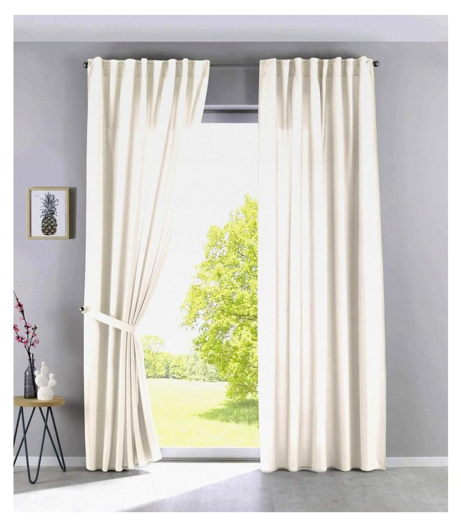 2er Set Vorhänge mit verdeckten Schlaufen Cationic »JENA« HxB 225x140 cm Creme blickdicht Leinenoptik
